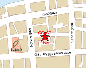 Map of city center, CCCP frisør location